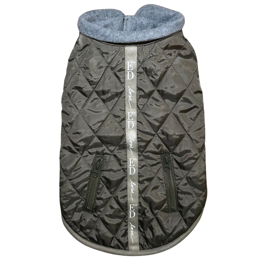Ellen DeGeneres | Olive Green Quilted Fleece Lined Dog Jacket | Size Medium